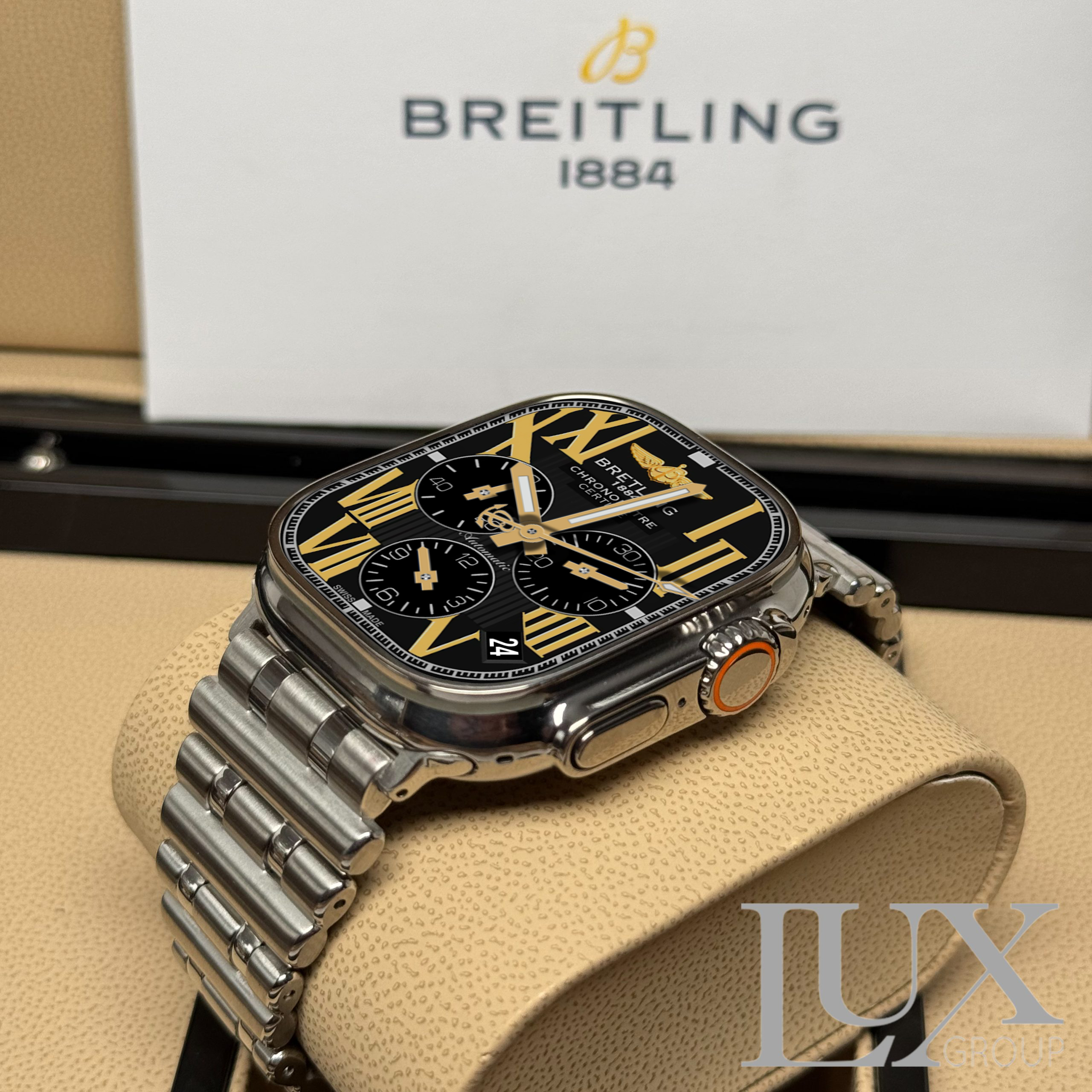 Breitling Chronomat Face Black Gold For Apple Watch Ultra 49mm