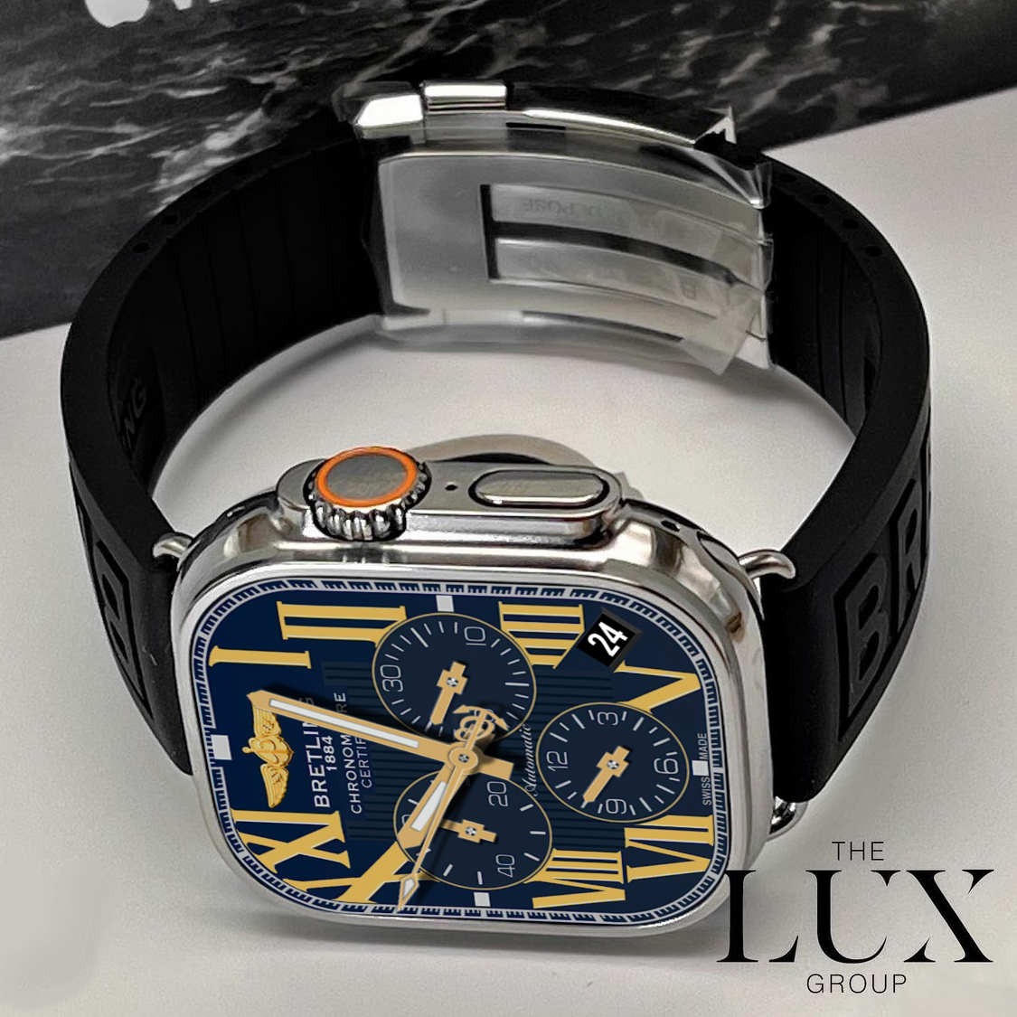 Breitling Chronomat Face Blue Gold For Apple Watch Ultra 49mm